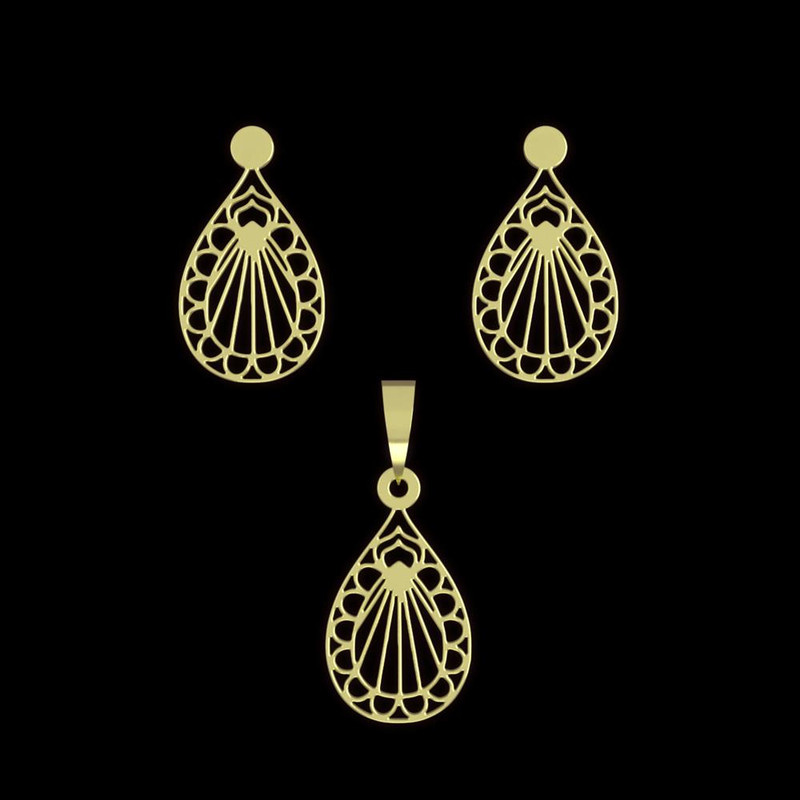 نیم ست طلا 18 عیار زنانه مدوپد مدل هندسی کد NA11359