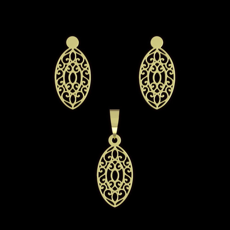 نیم ست طلا 18 عیار زنانه مدوپد مدل هندسی کد NA11376