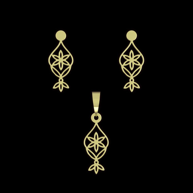 نیم ست طلا 18 عیار زنانه مدوپد مدل هندسی کد NA11381