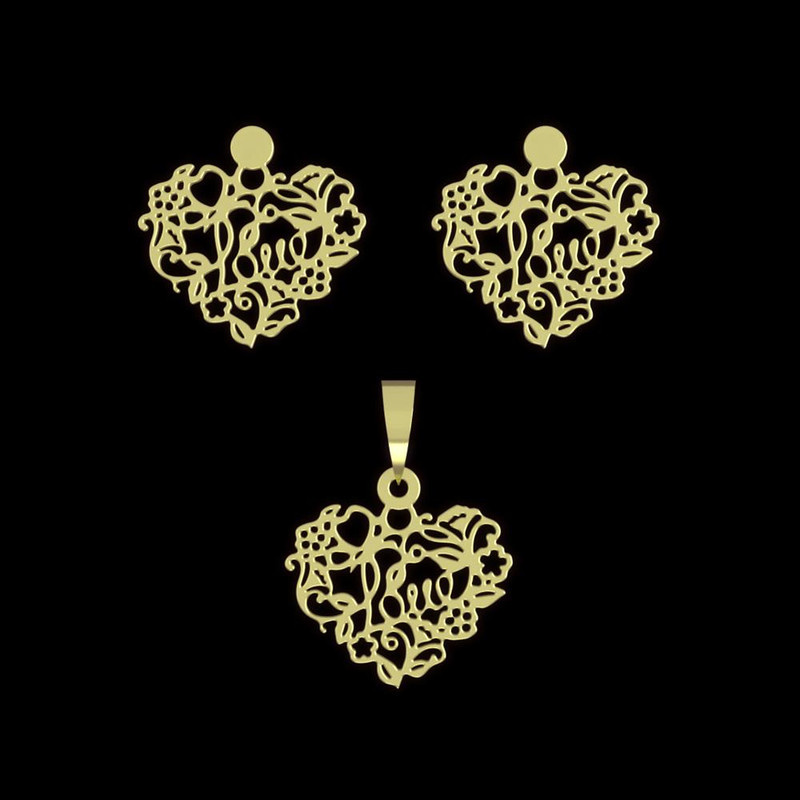نیم ست طلا 18 عیار زنانه مدوپد مدل قلب کد NA11415