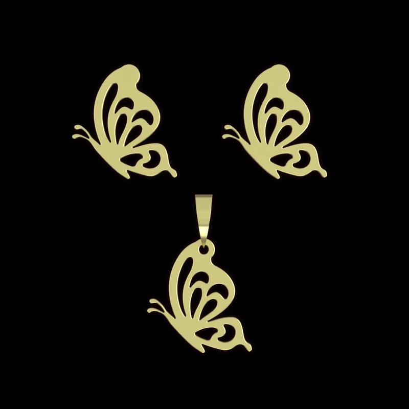 نیم ست طلا 18 عیار زنانه مدوپد مدل پروانه کد NA11418