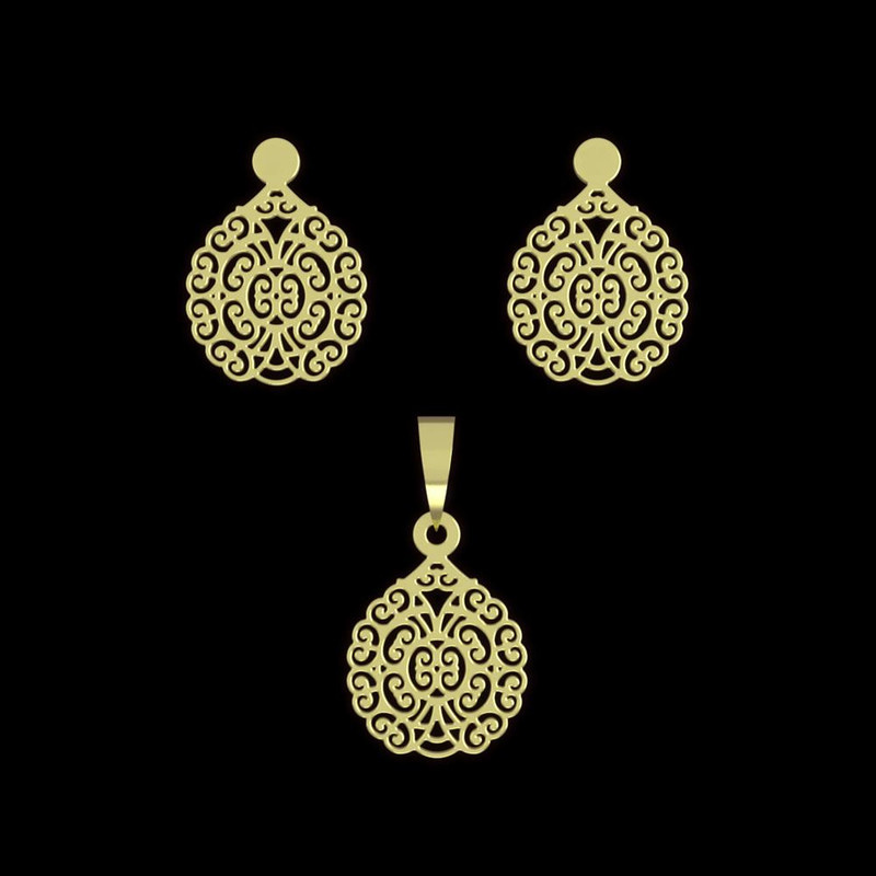 نیم ست طلا 18 عیار زنانه مدوپد مدل هندسی کد NA11432