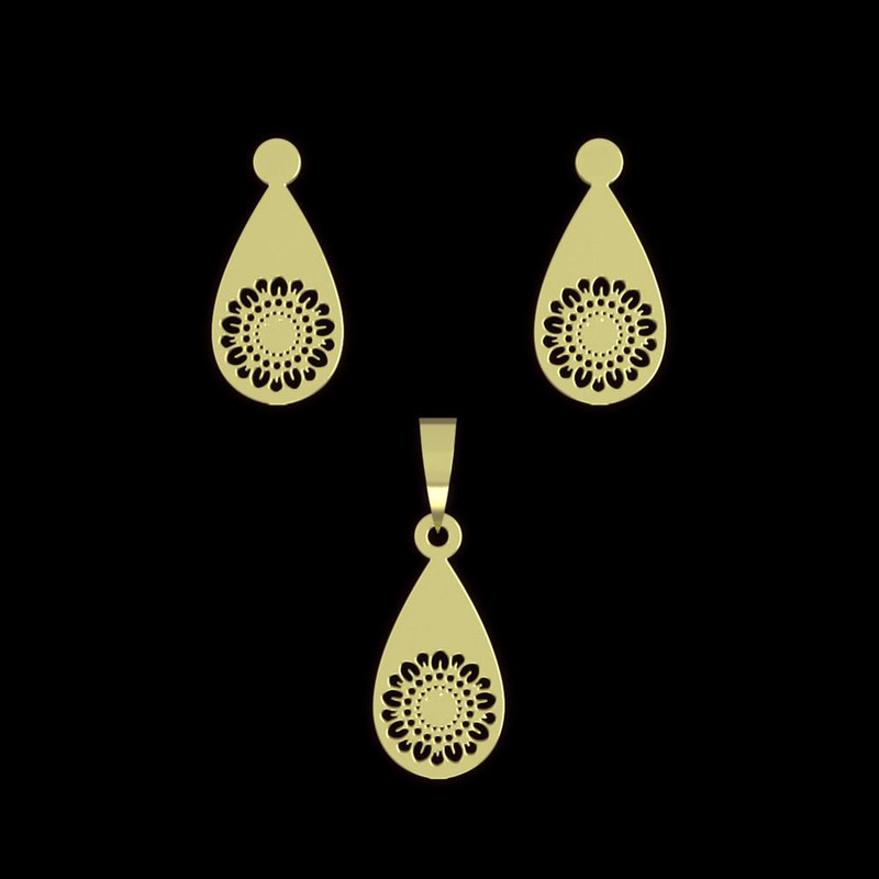 نیم ست طلا 18 عیار زنانه مدوپد مدل گل کد NA11436