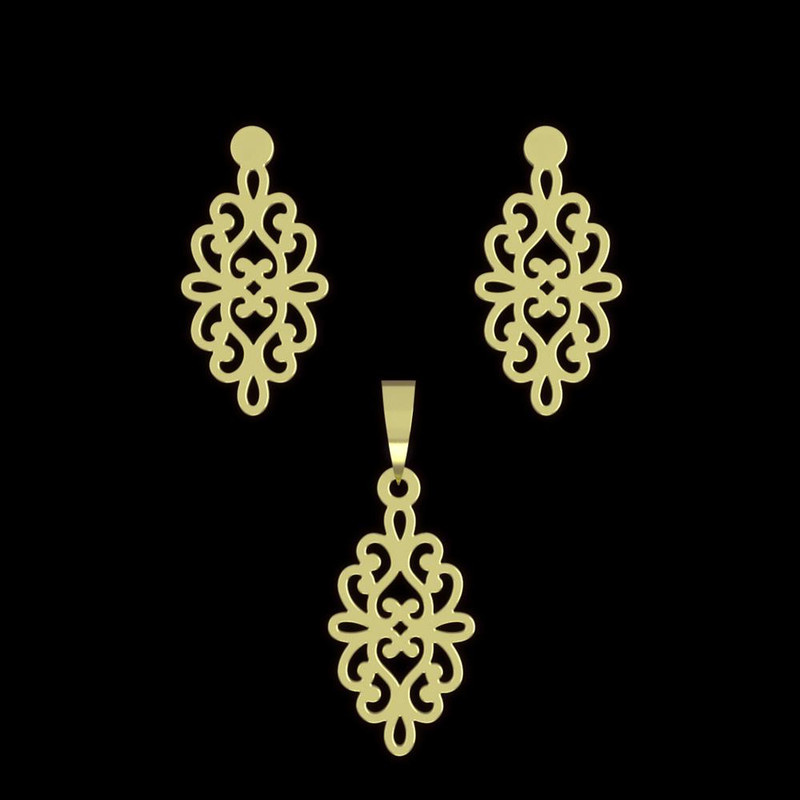 نیم ست طلا 18 عیار زنانه مدوپد مدل اسلیمی کد NA11439