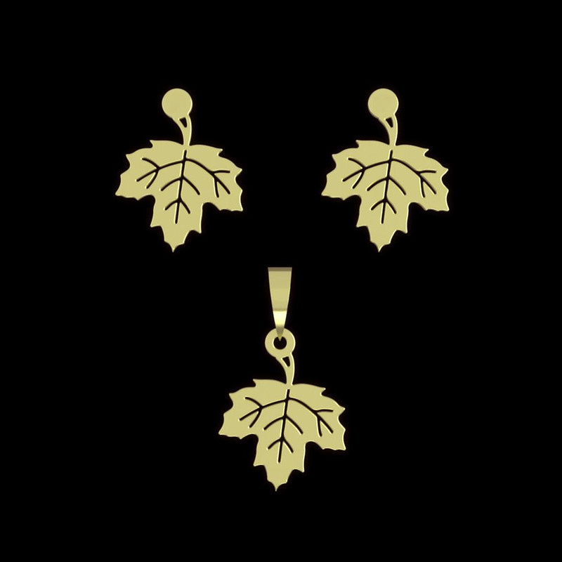 نیم ست طلا 18 عیار زنانه مدوپد مدل برگ کد NA11443