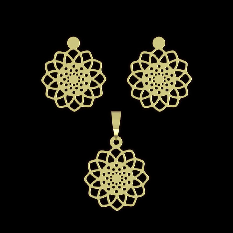 نیم ست طلا 18 عیار زنانه مدوپد مدل هندسی کد NA11452