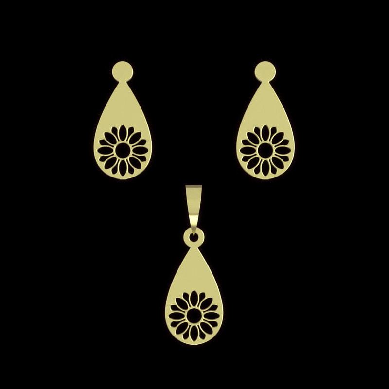 نیم ست طلا 18 عیار زنانه مدوپد مدل گل کد NA11456