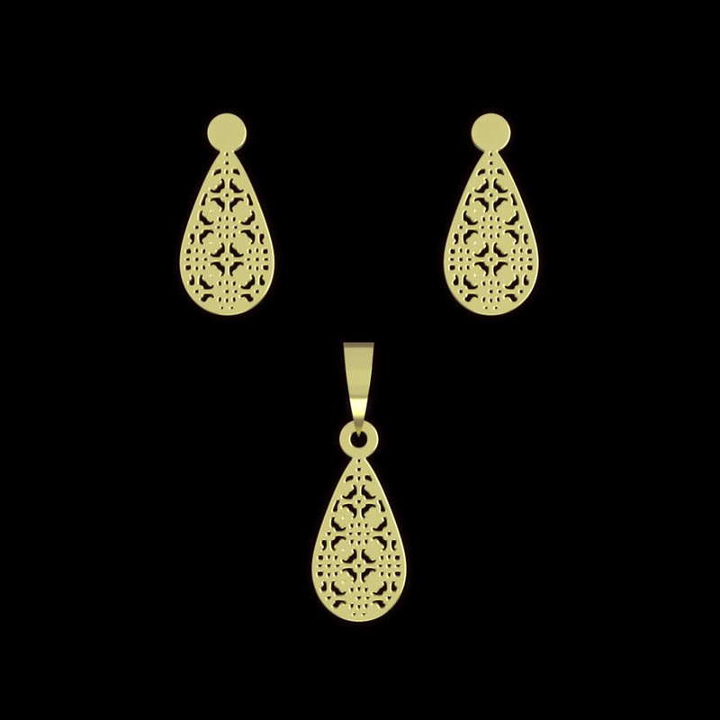 نیم ست طلا 18 عیار زنانه مدوپد مدل هندسی کد NA11469