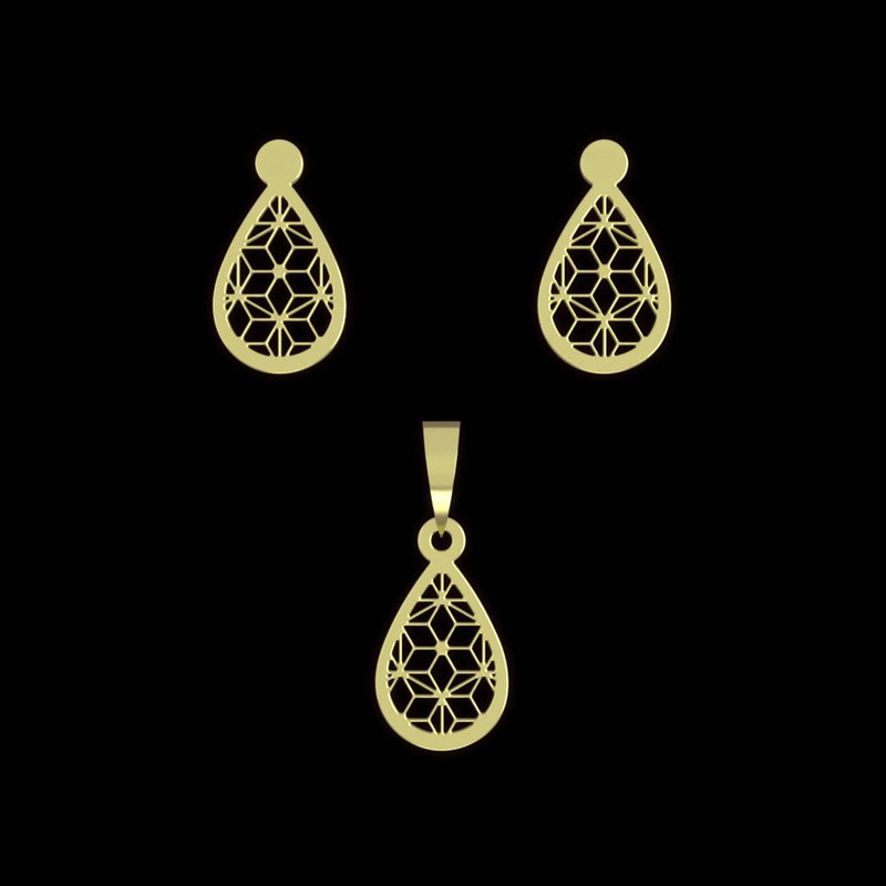 نیم ست طلا 18 عیار زنانه مدوپد مدل هندسی کد NA11483