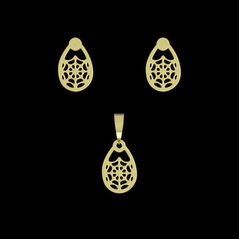 نیم ست طلا 18 عیار زنانه مدوپد مدل هندسی کد NA11496