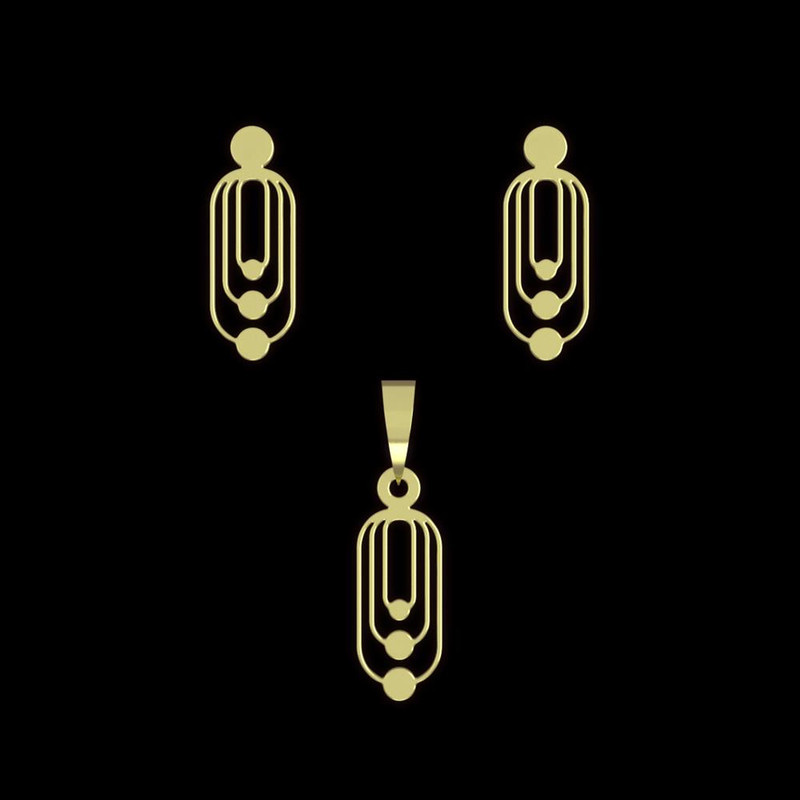 نیم ست طلا 18 عیار زنانه مدوپد مدل هندسی کد NA11505