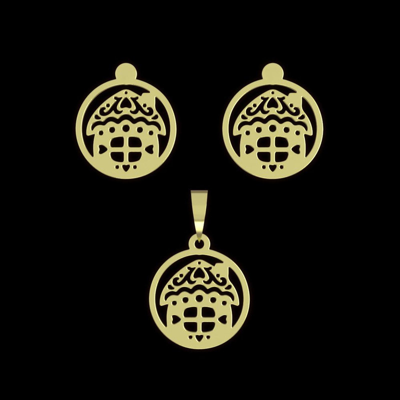 نیم ست طلا 18 عیار زنانه مدوپد مدل خانه کد NA11532