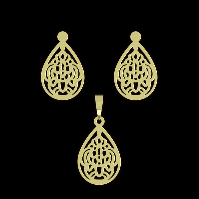 نیم ست طلا 18 عیار زنانه مدوپد مدل هندسی کد NA11534