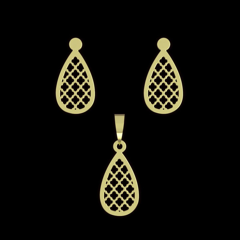 نیم ست طلا 18 عیار زنانه مدوپد مدل اشک کد NA11536