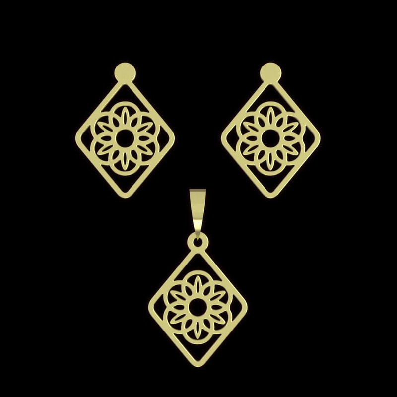 نیم ست طلا 18 عیار زنانه مدوپد مدل گل کد NA11540