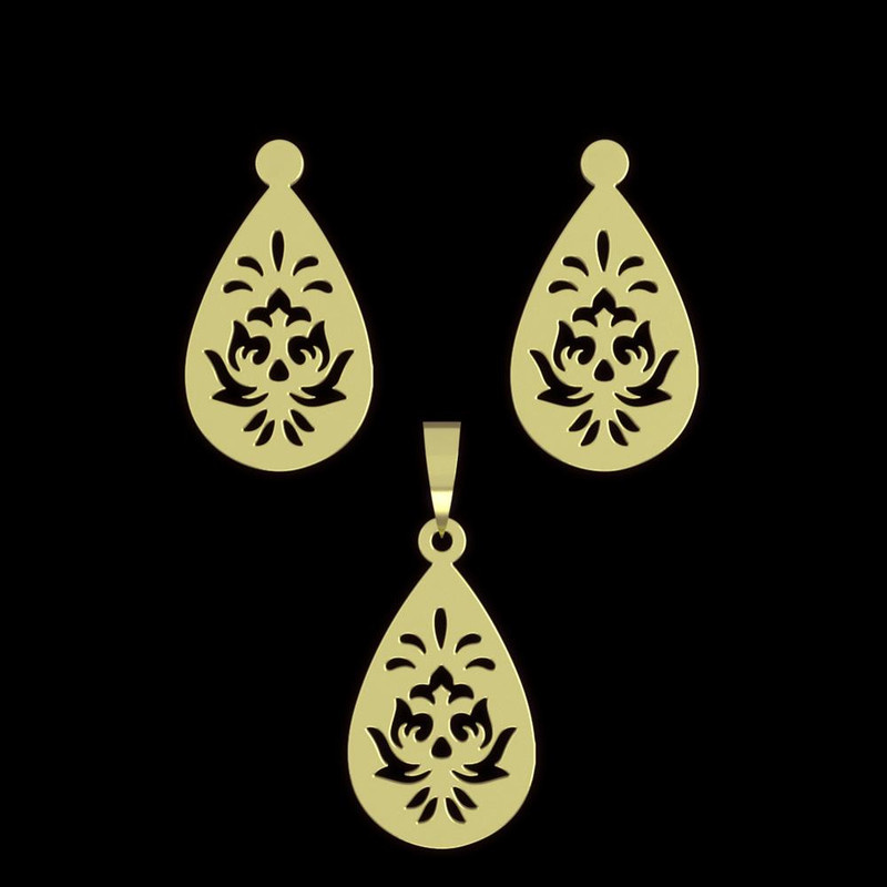 نیم ست طلا 18 عیار زنانه مدوپد مدل اشک کد NA11542