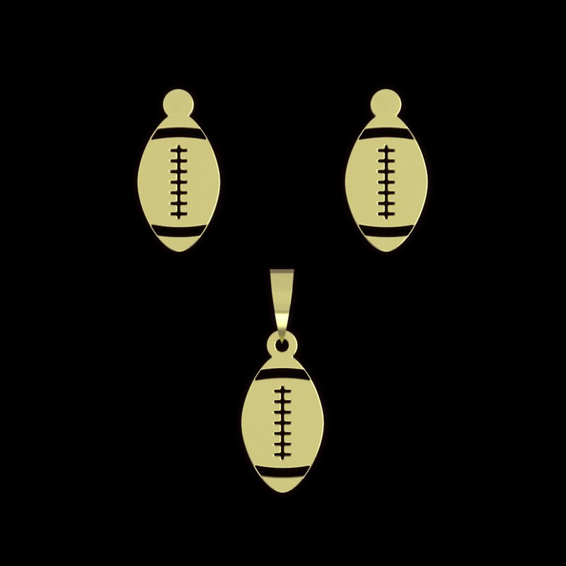 نیم ست طلا 18 عیار زنانه مدوپد مدل توپ راگبی کد NA11549