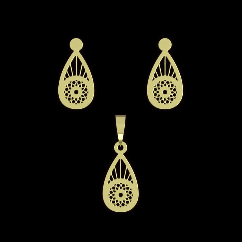 نیم ست طلا 18 عیار زنانه مدوپد مدل اشک کد NA11552