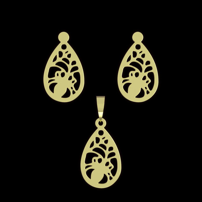 نیم ست طلا 18 عیار زنانه مدوپد مدل هندسی کد NA11573