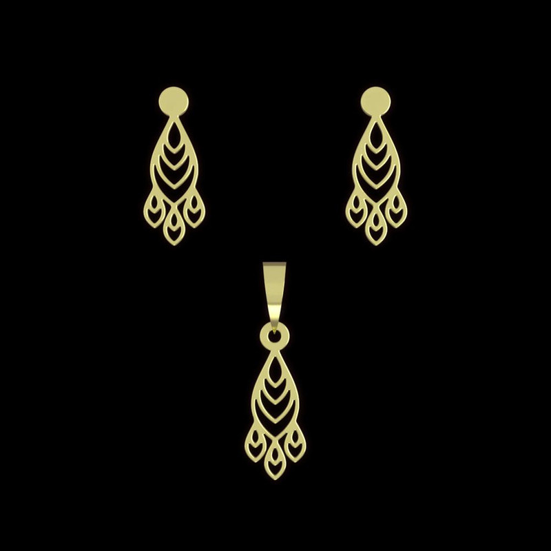 نیم ست طلا 18 عیار زنانه مدوپد مدل هندسی کد NA11574