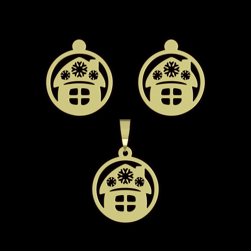 نیم ست طلا 18 عیار زنانه مدوپد مدل خانه کد NA11584