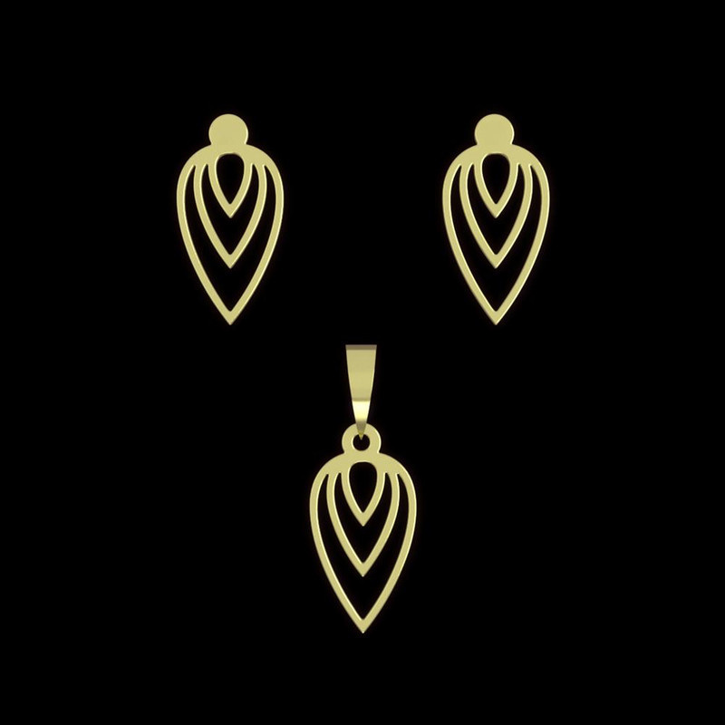 نیم ست طلا 18 عیار زنانه مدوپد مدل هندسی کد NA11590