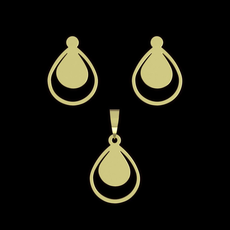 نیم ست طلا 18 عیار زنانه مدوپد مدل هندسی کد NA11602