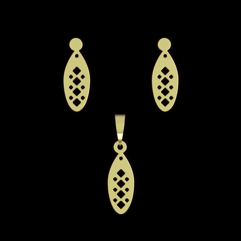 نیم ست طلا 18 عیار زنانه مدوپد مدل هندسی کد NA11613