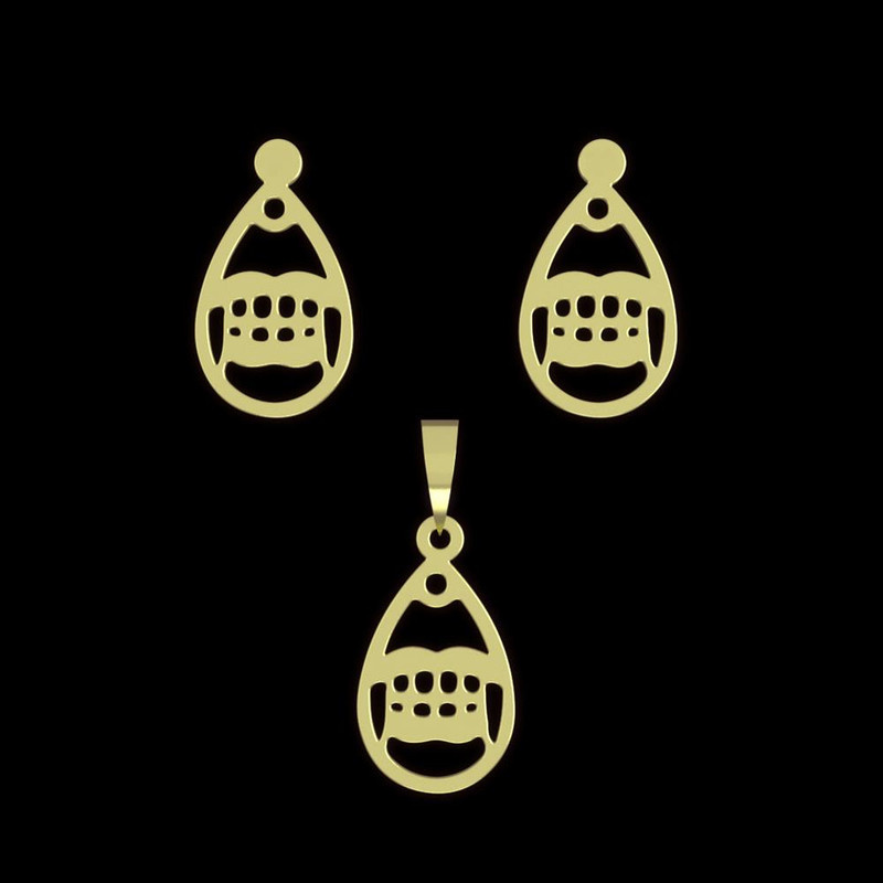 نیم ست طلا 18 عیار زنانه مدوپد مدل هندسی کد NA11641