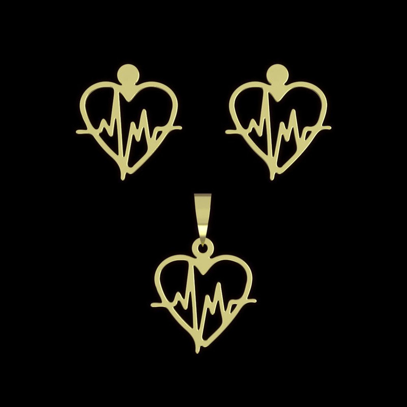 نیم ست طلا 18 عیار زنانه مدوپد مدل قلب و نبض کد NA11704