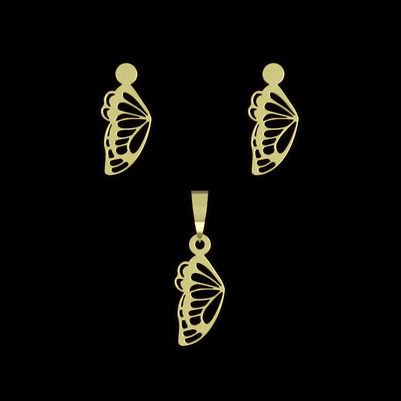 نیم ست طلا 18 عیار زنانه مدوپد مدل بال پروانه کد NA11712