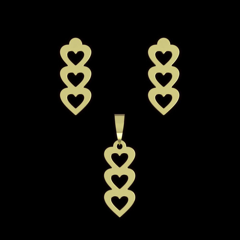 نیم ست طلا 18 عیار زنانه مدوپد مدل سه قلب کد NA11713