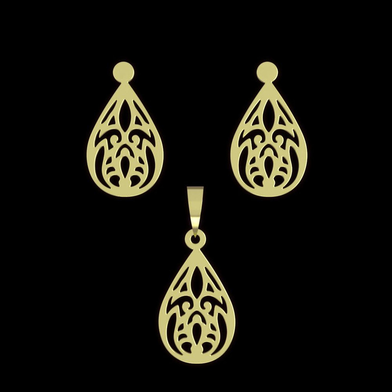 نیم ست طلا 18 عیار زنانه مدوپد مدل هندسی کد NA11744