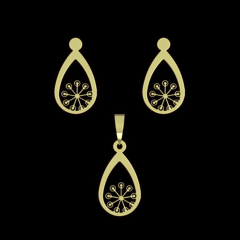 نیم ست طلا 18 عیار زنانه مدوپد مدل هندسی کد NA11761