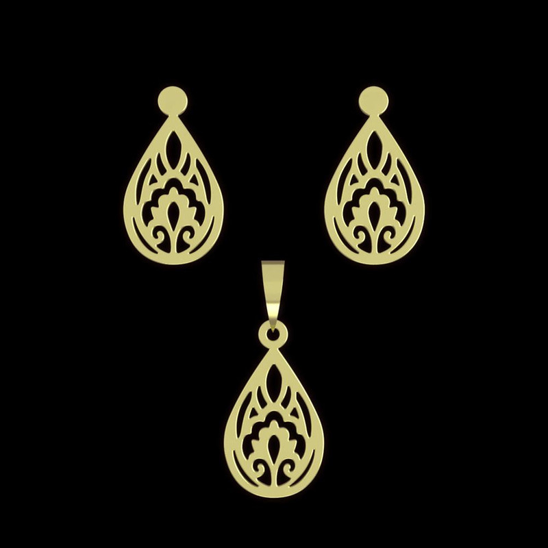 نیم ست طلا 18 عیار زنانه مدوپد مدل هندسی کد NA11770