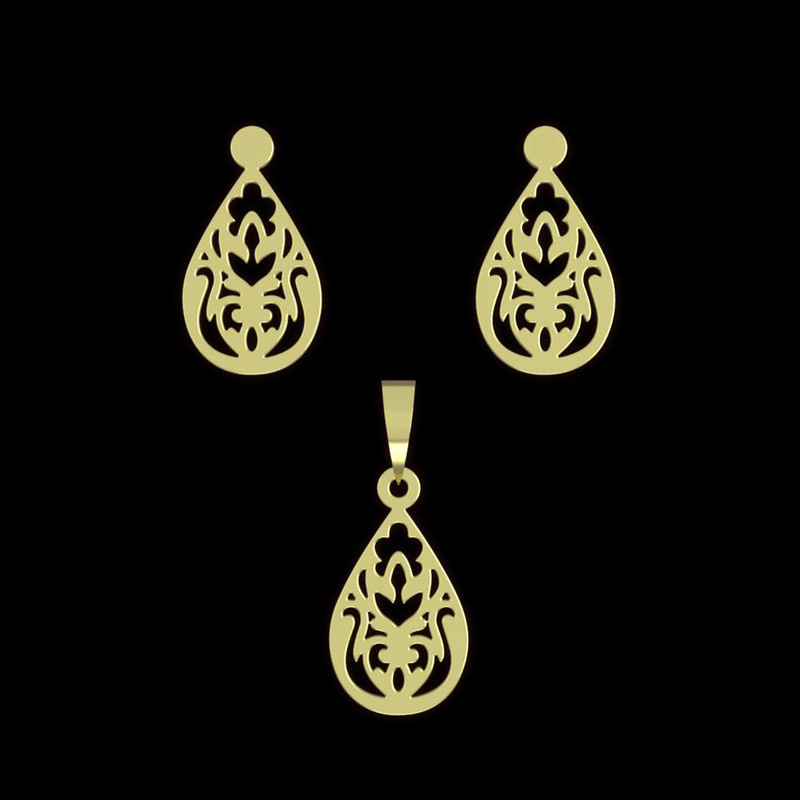 نیم ست طلا 18 عیار زنانه مدوپد مدل هندسی کد NA11771