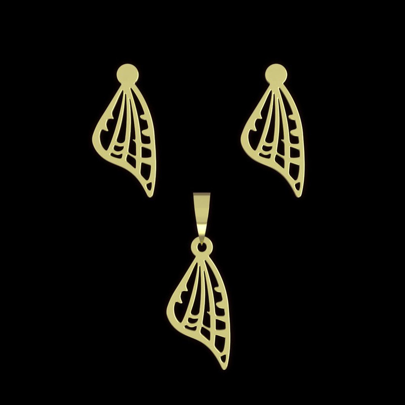 نیم ست طلا 18 عیار زنانه مدوپد مدل بال پروانه کد NA11793