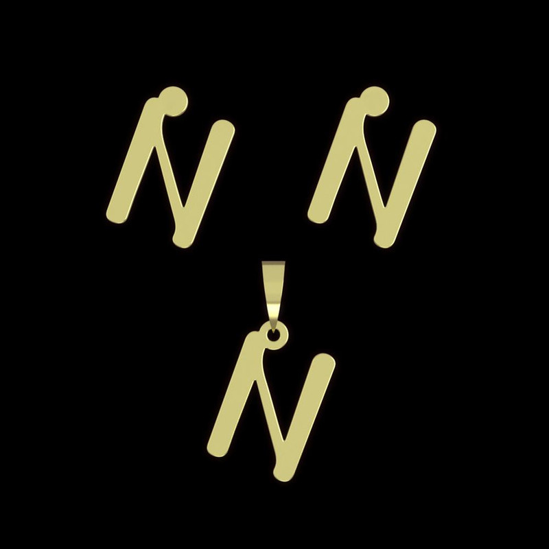 نیم ست طلا 18 عیار زنانه مدوپد مدل حرف N کد NA16794