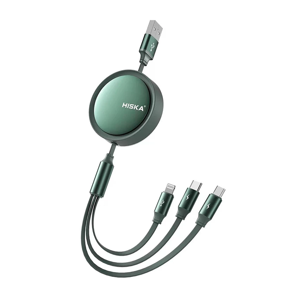 کابل USB به لایتنینگ / USB-C / MicroUSB هیسکا مدل LX-10 طول 1.2 متر-سبز