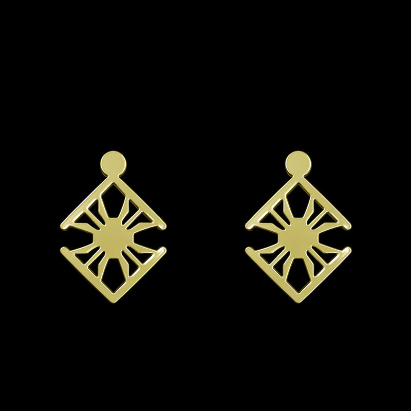 گوشواره طلا 18 عیار زنانه مدوپد مدل هندسی کد GA1-10100