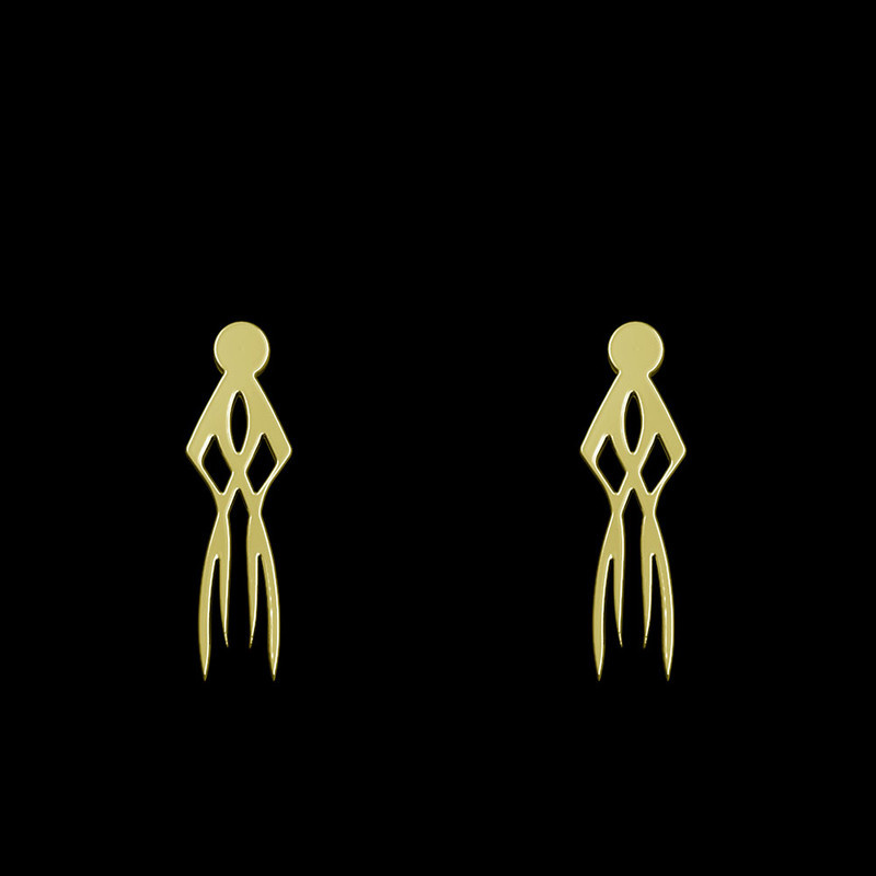 گوشواره طلا 18 عیار زنانه مدوپد مدل هندسی کد GA1-10236