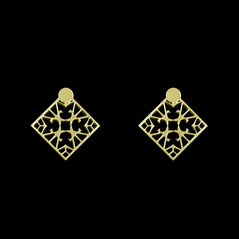 گوشواره طلا 18 عیار زنانه مدوپد مدل لوزی کد GA1-10272