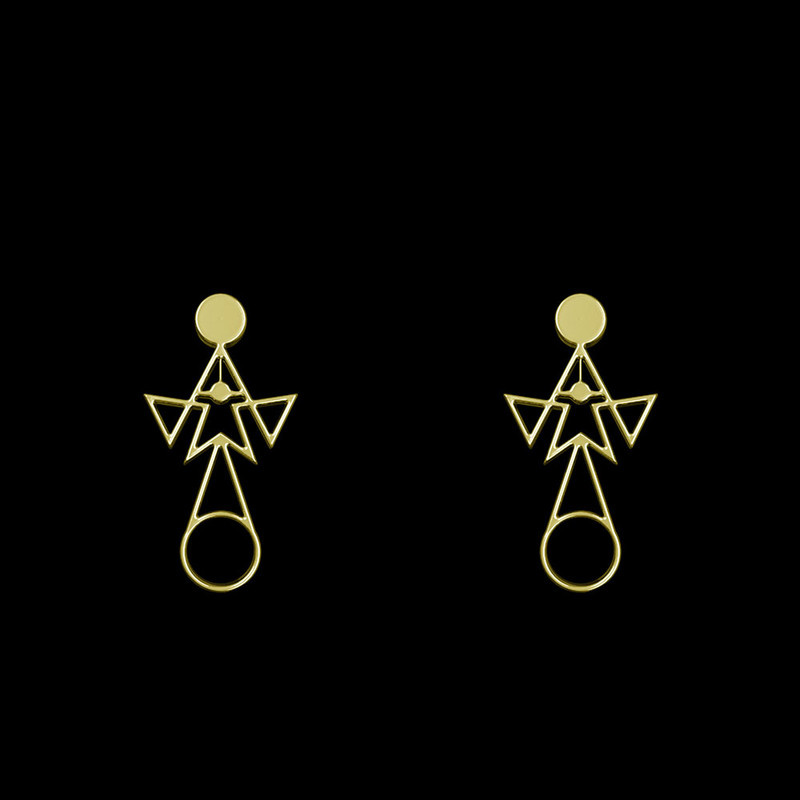 گوشواره طلا 18 عیار زنانه مدوپد مدل هندسی کد GA1-10330