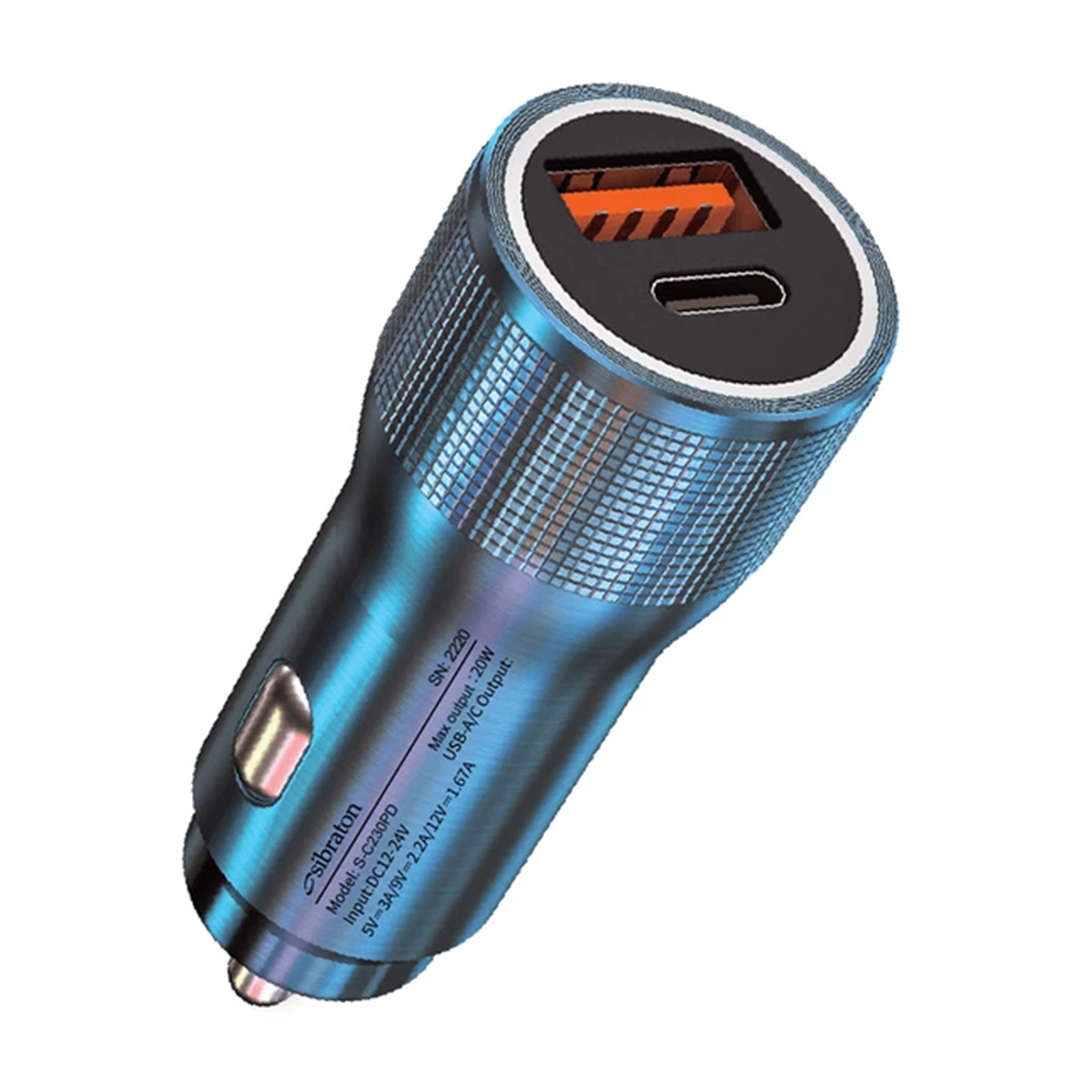 شارژر فندکی سیبراتون مدل S-C230PD-آبی