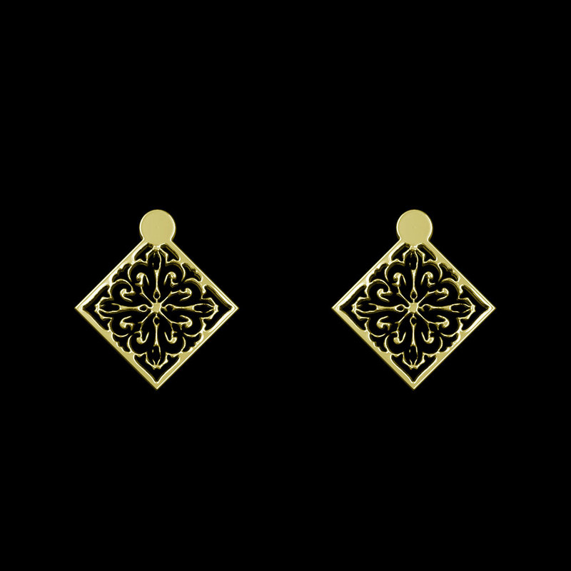 گوشواره طلا 18 عیار زنانه مدوپد مدل اسلیمی کد GA1-10361