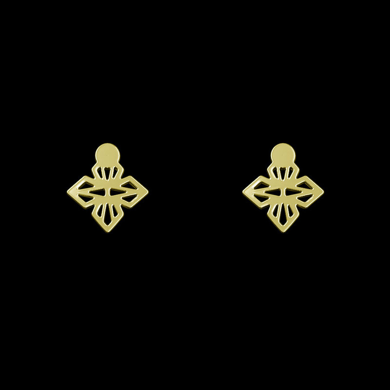 گوشواره طلا 18 عیار زنانه مدوپد مدل هندسی کد GA1-10413