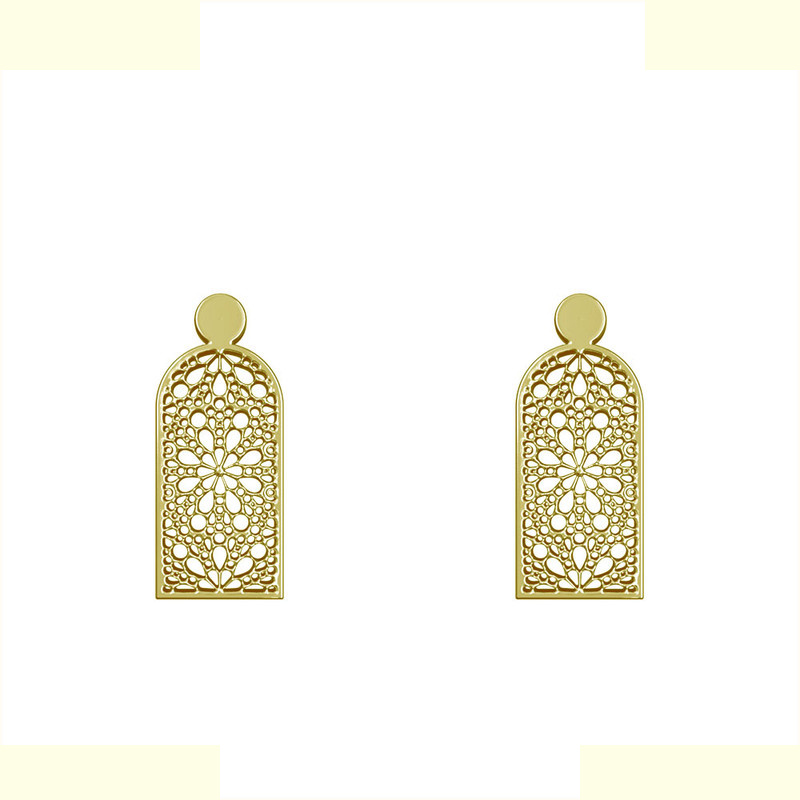 گوشواره طلا 18 عیار زنانه مدوپد مدل اسلیمی کد GA1-10449