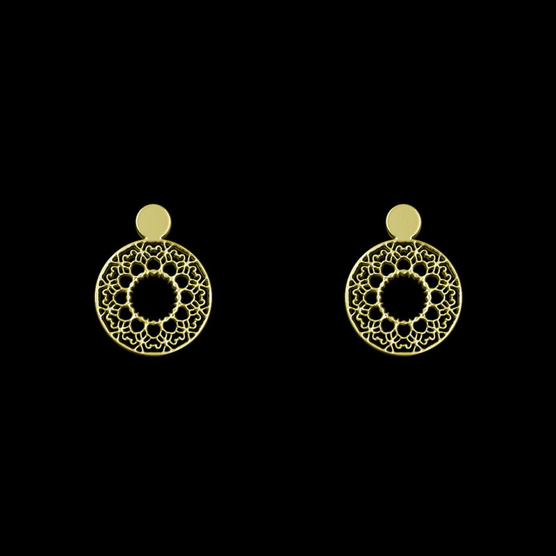 گوشواره طلا 18 عیار زنانه مدوپد مدل دایره اسلیمی کد GA1-10466