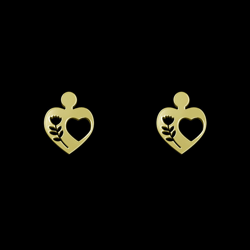 گوشواره طلا 18 عیار زنانه مدوپد مدل قلب کد GA1-10474