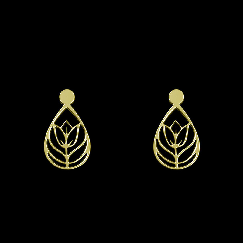 گوشواره طلا 18 عیار زنانه مدوپد مدل گل کد GA1-10479